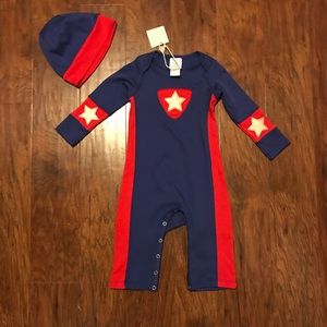NWT Lemon loves layette superhero romper and hat
